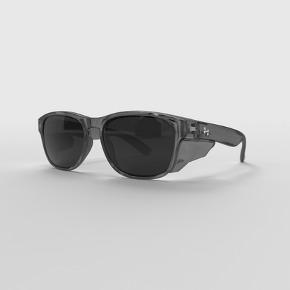 Hyspecs Transparent ICON Series w/ Grey Tinted Lens & Side Shields