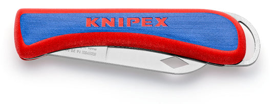 Knipex Folding Knife for Electricians with an 80 mm stainless steel blade and ergonomic handle.